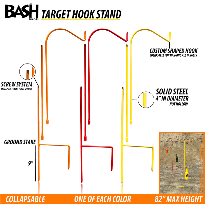 Shooting Target Stand - Modular Steel Shephard Hook (3 Pack) 82" Max Height