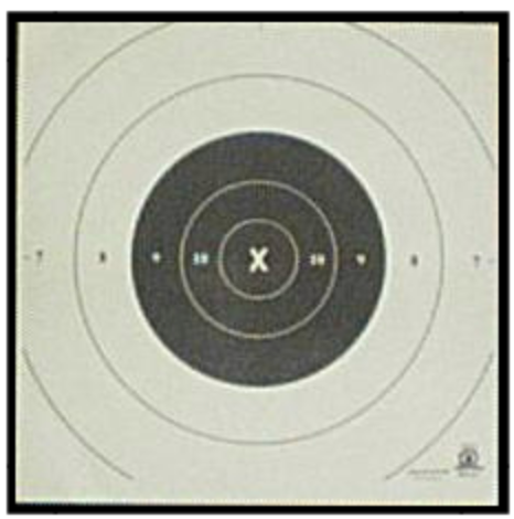 B-6(CP) repair center: square black bullseye with an X center and numbered rings
