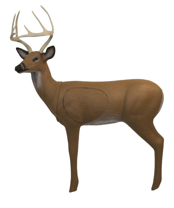 Real Wild 3D alert replaceable vital deer buck: tan antlered buck in side view with the vital outlined