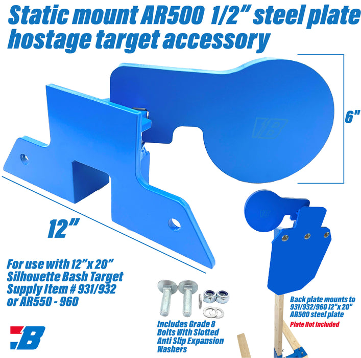 Bash Targets Static Mount Hostage AR500 - 12x20 - 1/2"