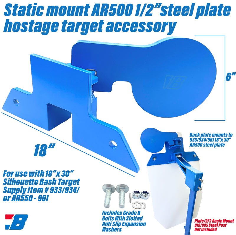 Bash Targets Static Mount Hostage AR500 - to be used with 18x30 silhouette- 1/2"