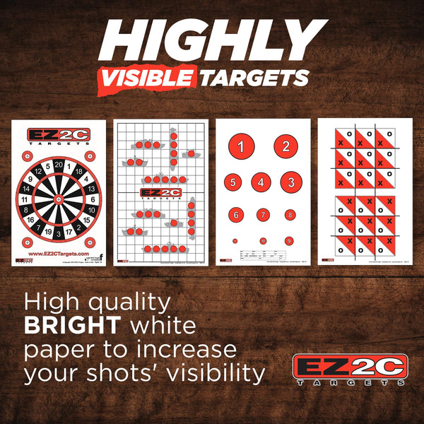 EZ2C Four Fun Game Styles: Paper Targets Shooting Range 11"x17" USA MADE