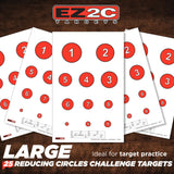 EZ2C Targets #20/RD7: Reducing Circles Paper Shooting Targets 11"x17" USA Made