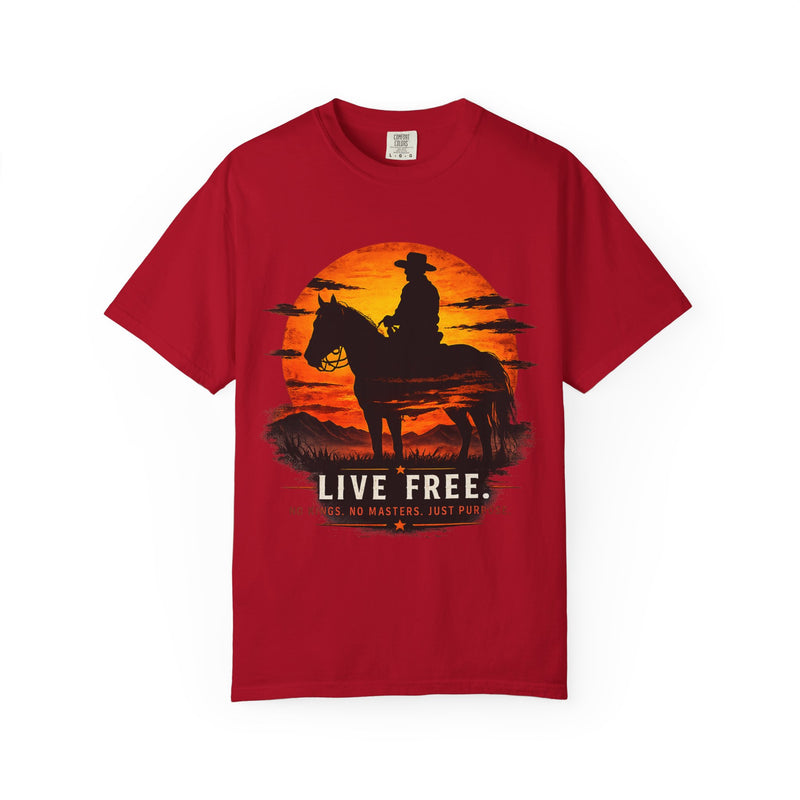 Live Free Cowboy Sunset T-shirt | Targets Unlimited Back Graphic