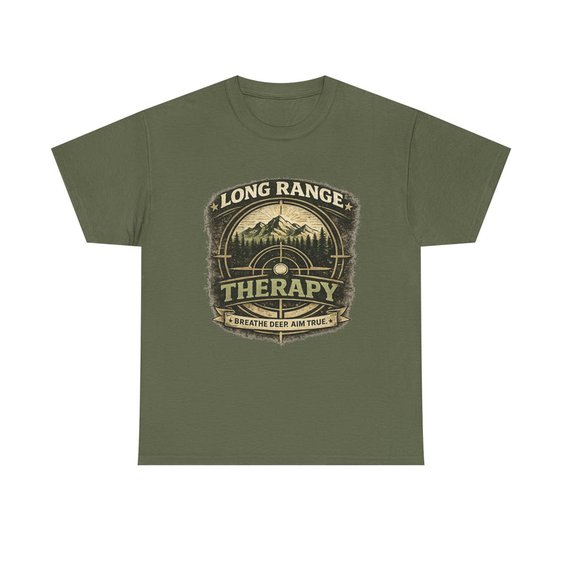 Long Range Therapy Target Shooting T-Shirt — "Long Range Therapy" Rifle Shooter Tee
