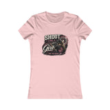 Shoot Like a Girl tee in Pink, fitted cut, front graphic laid flat — image 5