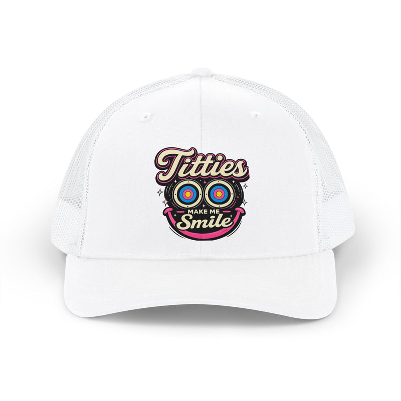 Trucker Cap — "Titties Make Me Smile" Graphic Snapback