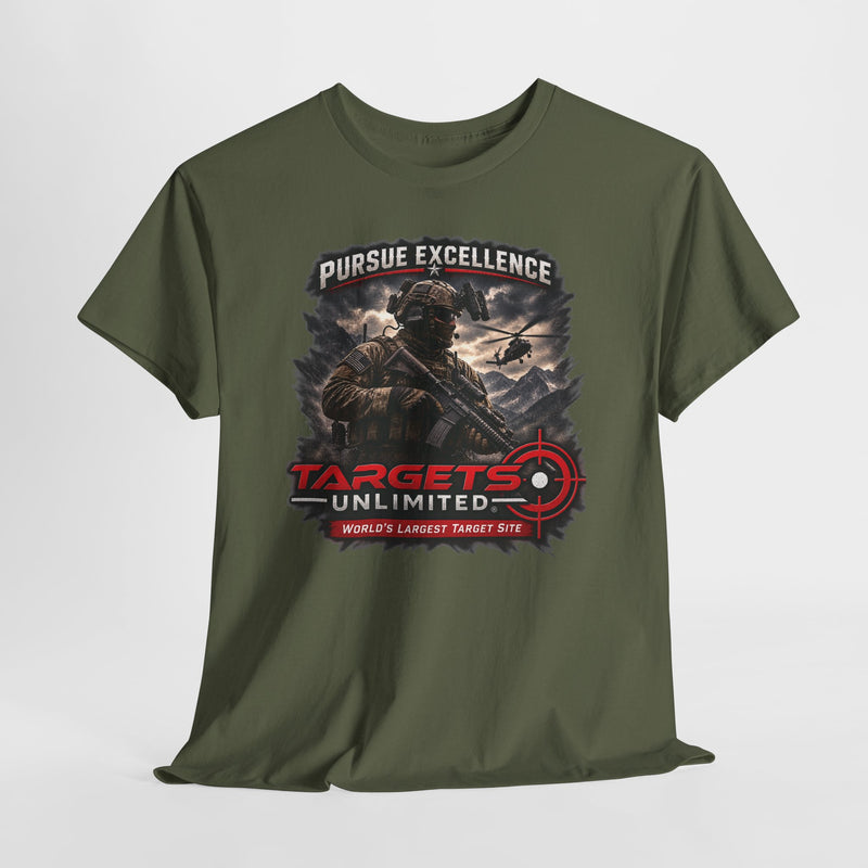 Pursue Excellence Archery & Shooting Tee | Targets Unlimited Back Graphic
