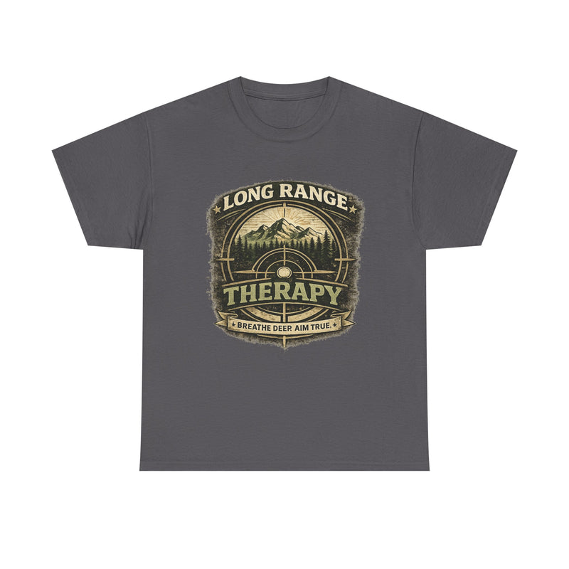 Long Range Therapy Target Shooting T-Shirt — "Long Range Therapy" Rifle Shooter Tee