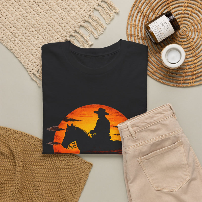 Live Free Cowboy Sunset T-shirt | Targets Unlimited Back Graphic