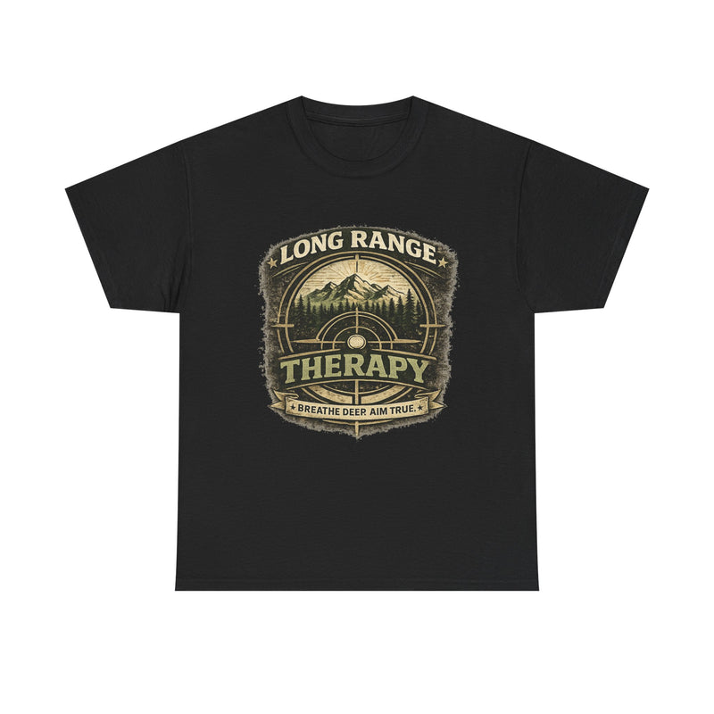 Long Range Therapy Target Shooting T-Shirt — "Long Range Therapy" Rifle Shooter Tee