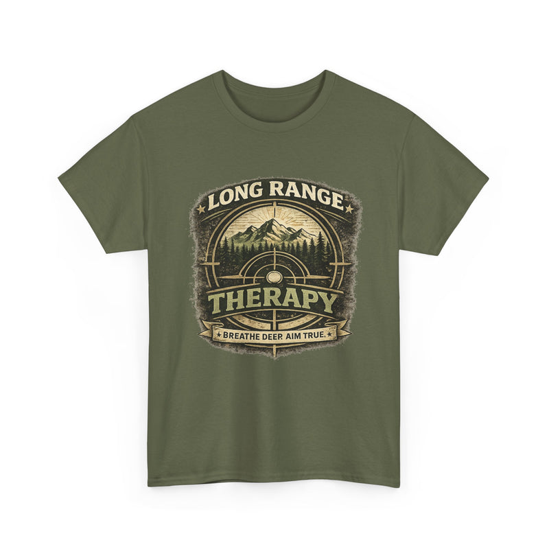 Long Range Therapy Target Shooting T-Shirt — "Long Range Therapy" Rifle Shooter Tee