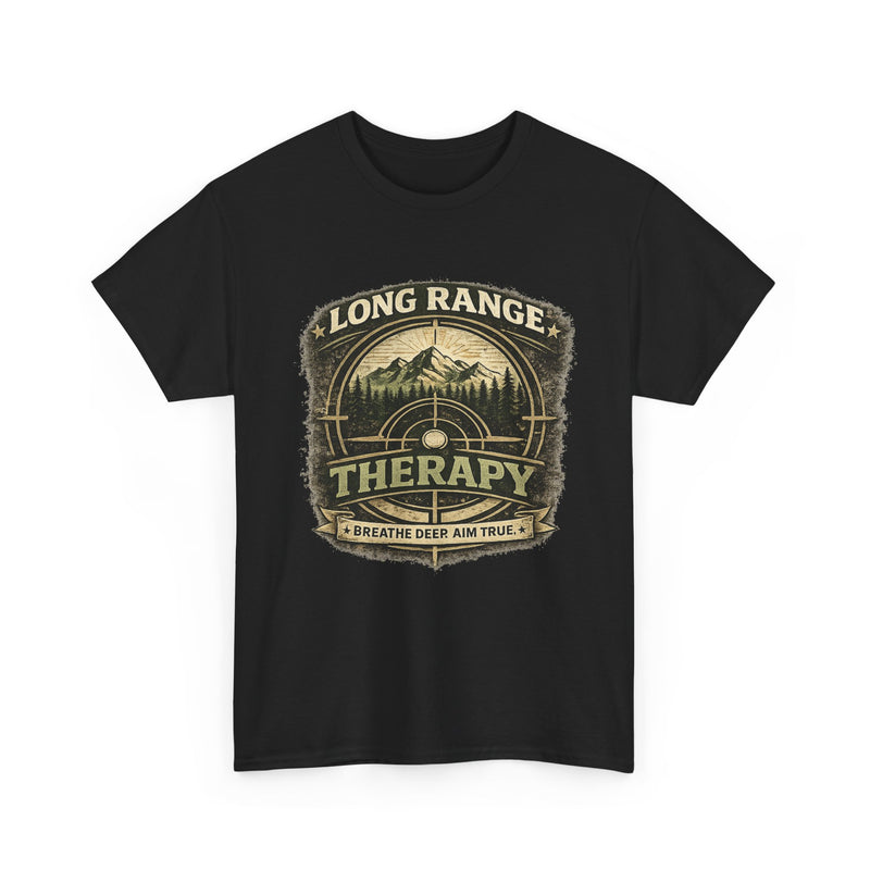 Long Range Therapy Target Shooting T-Shirt — "Long Range Therapy" Rifle Shooter Tee