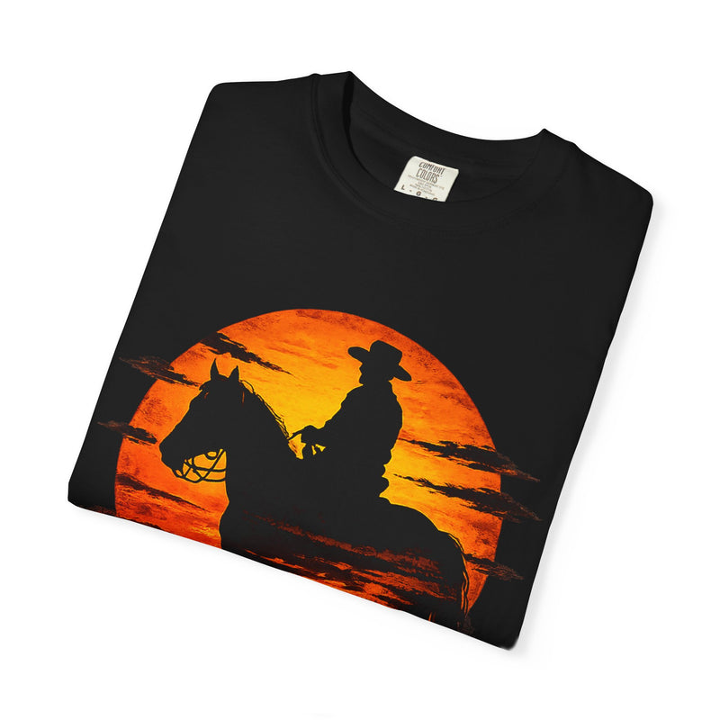 Live Free Cowboy Sunset T-shirt | Targets Unlimited Back Graphic