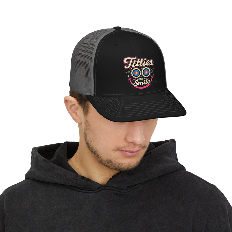 Trucker Cap — "Titties Make Me Smile" Graphic Snapback