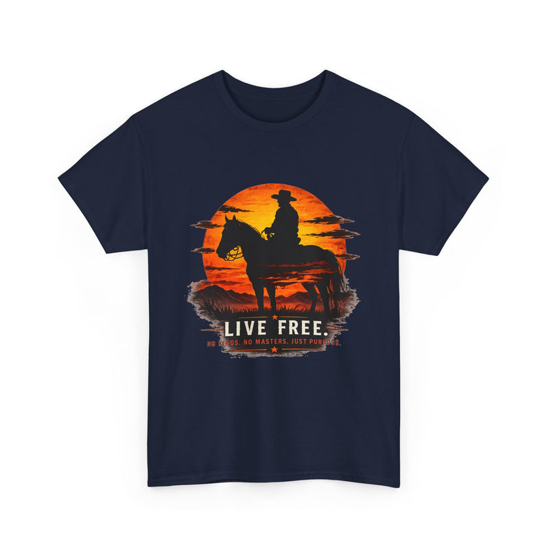 Live Free Cowboy Sunset T-shirt | Targets Unlimited Back Graphic