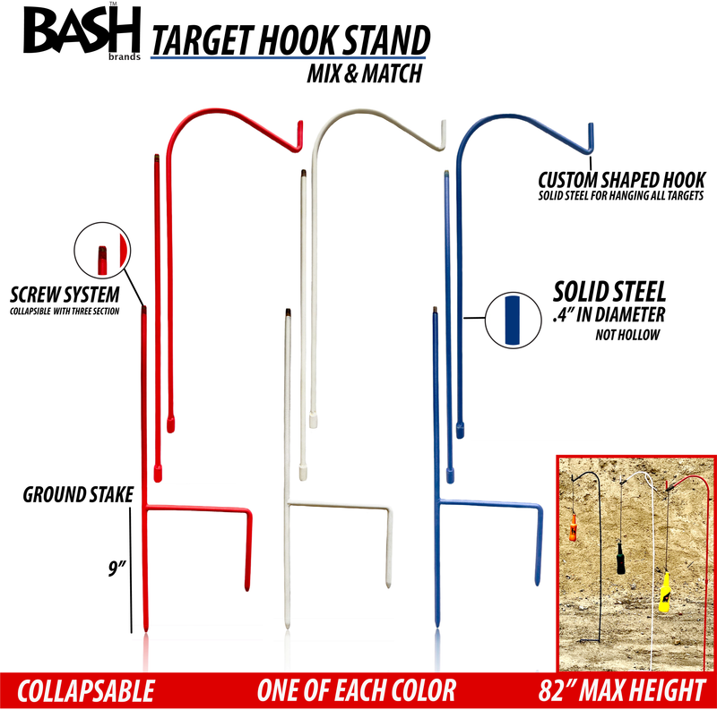 Shooting Target Stand - Modular Steel Shephard Hook (3 Pack) 82" Max Height