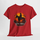 Live Free Cowboy Sunset T-shirt | Targets Unlimited Back Graphic — image 5