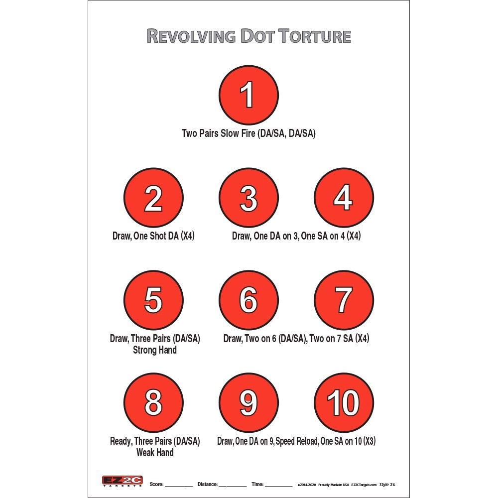EZ2C Targets #26: Revolving Dot Torture 11"x17" Paper Targets for Shooting USA MADE