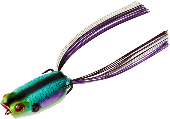 BOOYAH Poppin' Pad Crasher 2.5 inch Topwater Bass Fishing Hollow Body Frog Lure with Weedless Hooks