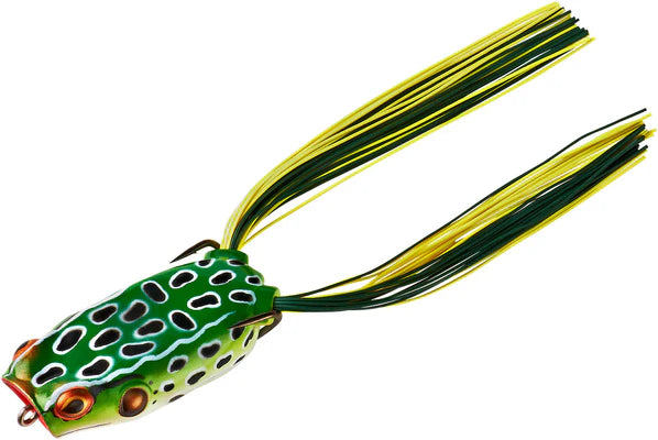 BOOYAH Poppin' Pad Crasher 2.5 inch Topwater Bass Fishing Hollow Body Frog Lure with Weedless Hooks