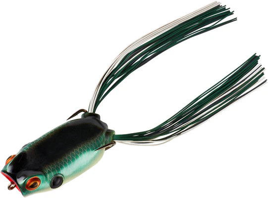 BOOYAH Poppin' Pad Crasher 2.5 inch Topwater Bass Fishing Hollow Body Frog Lure with Weedless Hooks