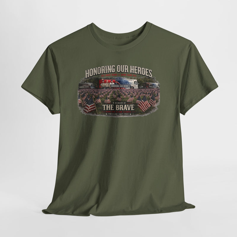 Honoring Our Heroes military memorial Tee | The Brave, American flag
