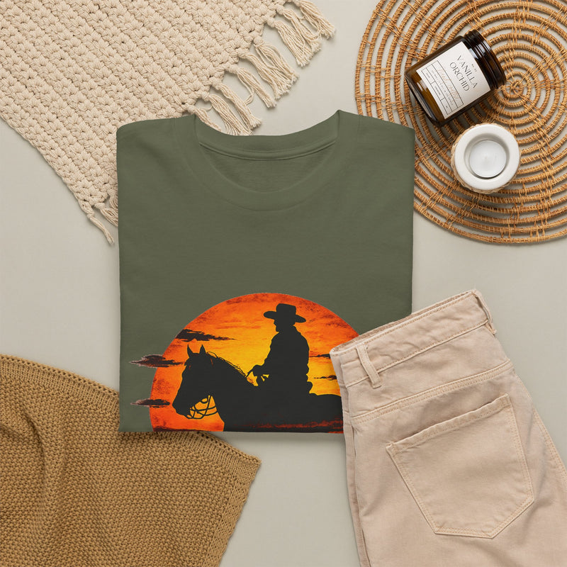 Live Free Cowboy Sunset T-shirt | Targets Unlimited Back Graphic