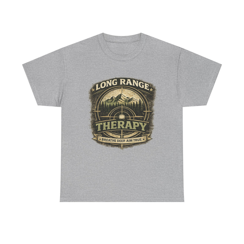 Long Range Therapy Target Shooting T-Shirt — "Long Range Therapy" Rifle Shooter Tee