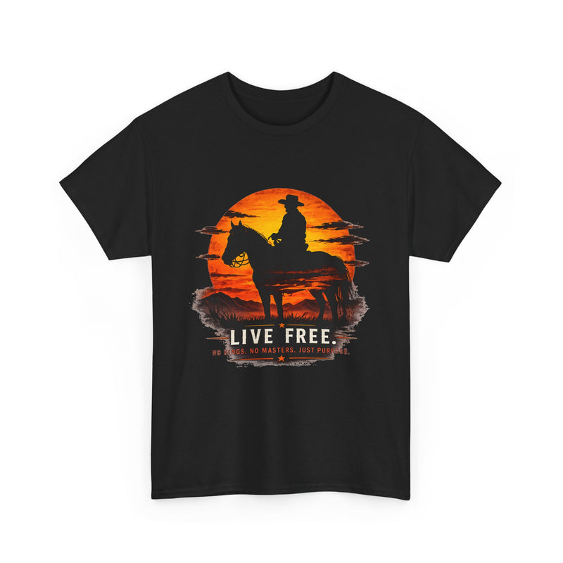 Live Free Cowboy Sunset T-shirt | Targets Unlimited Back Graphic