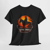 Live Free Cowboy Sunset T-shirt | Targets Unlimited Back Graphic — image 1