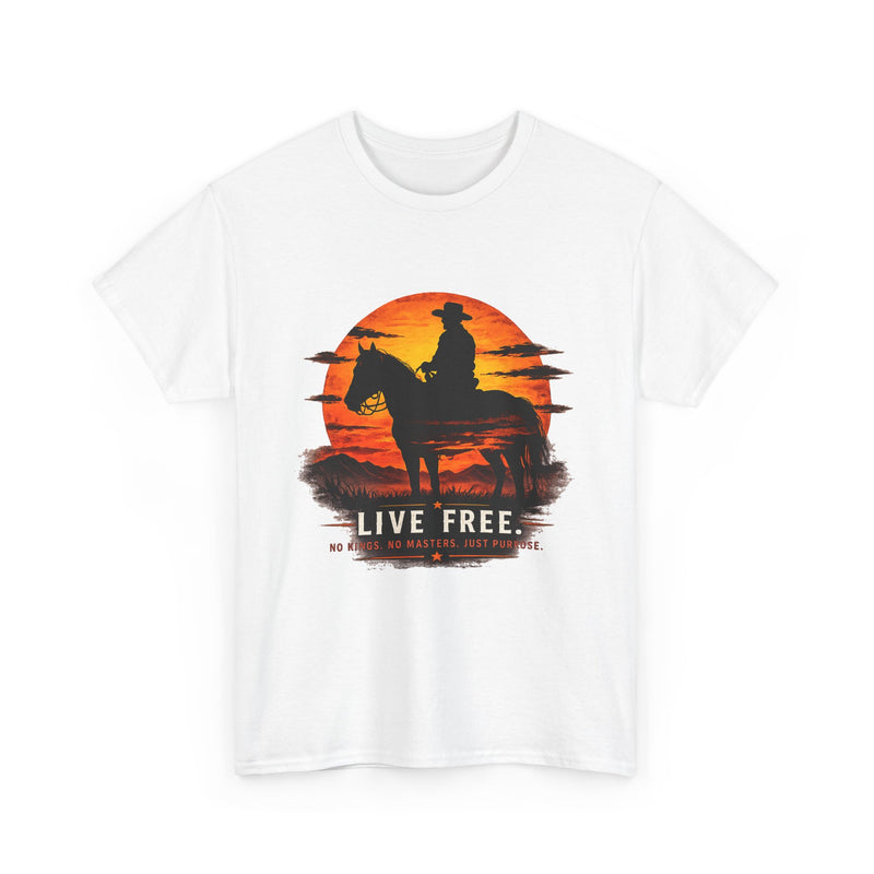 Live Free Cowboy Sunset T-shirt | Targets Unlimited Back Graphic
