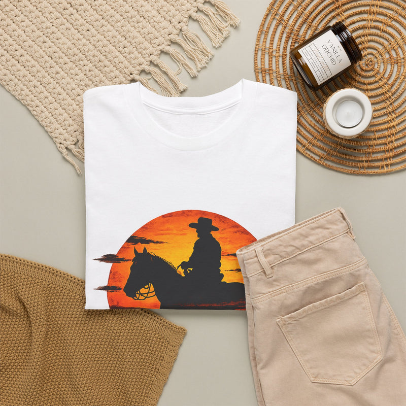 Live Free Cowboy Sunset T-shirt | Targets Unlimited Back Graphic