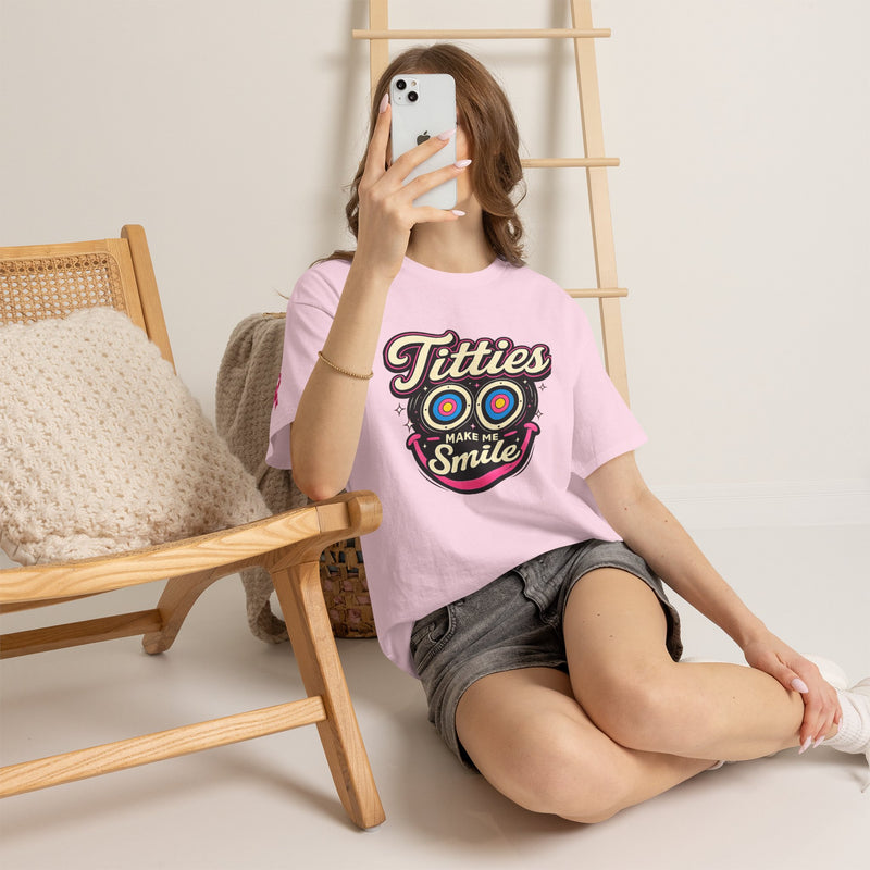 International Breast Cancer Awareness shirt | "Titties make me smile" Graphic