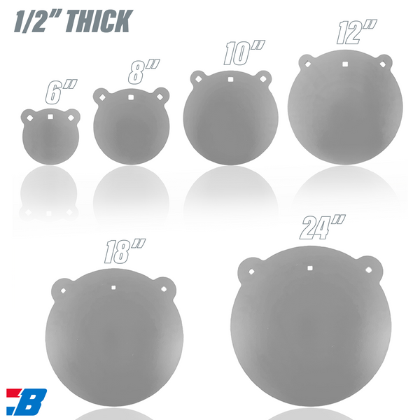 Round Gong AR550 1/2" Thick, Powder Coated Gray
