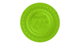 White Flyer night shooting clay with a green top, seen from above with the embossed AA logo