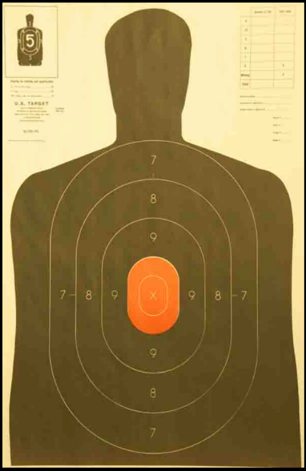 B-27E Silhouette Targets with Orange Center 23"x35"