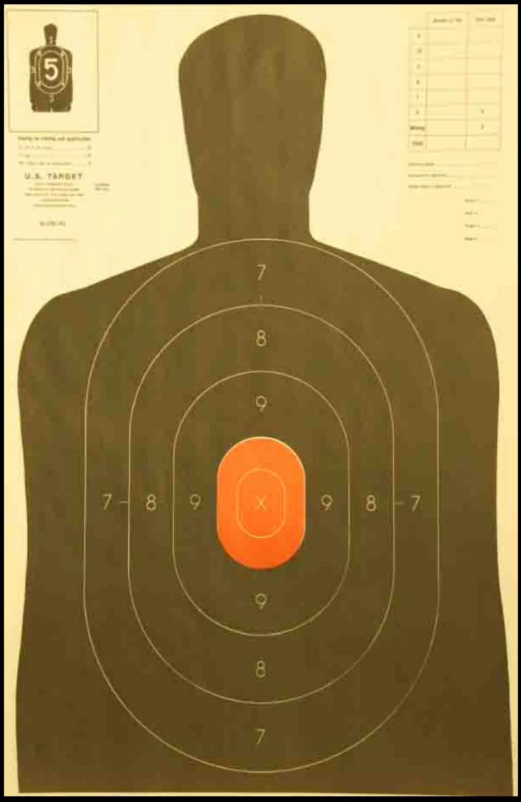 B-27E Silhouette Targets with Orange Center 23"x35"