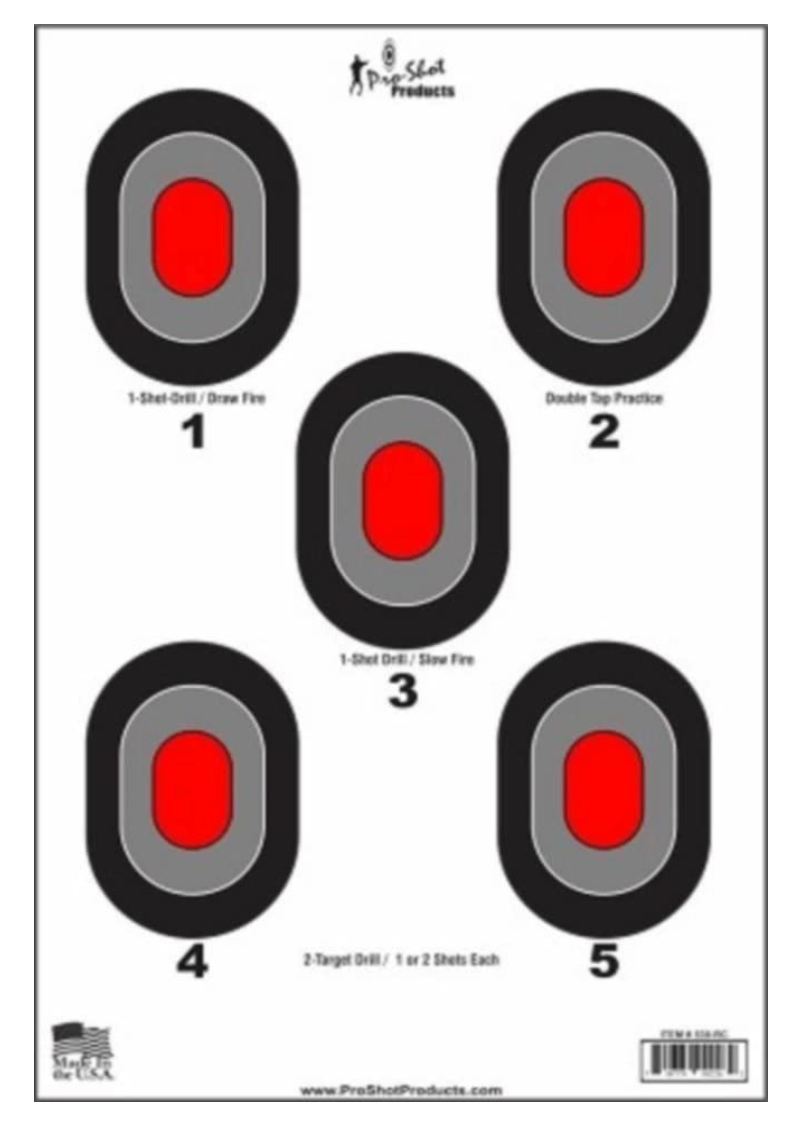 7 Point Paper Target 5 Bullseye Paper Target with Red Centers - 25 Pack — Targets Unlimited