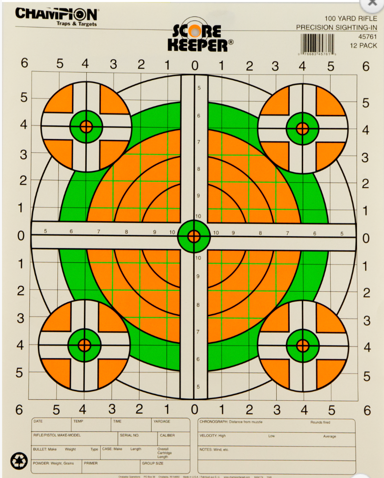 Target Score Keeper Fluorescent Orange Bull 100-yard