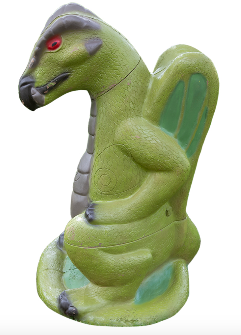 Delta McKenzie 3D dragon archery target: green seated dragon with folded wings and red eye