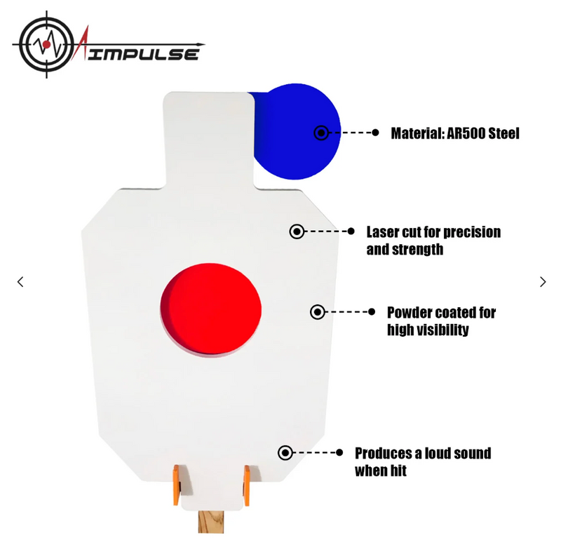 AIMPulse AR500 Steel Bullseye Hostage Target 3/8" w/ 2x4 T-Post Mounting Bracket