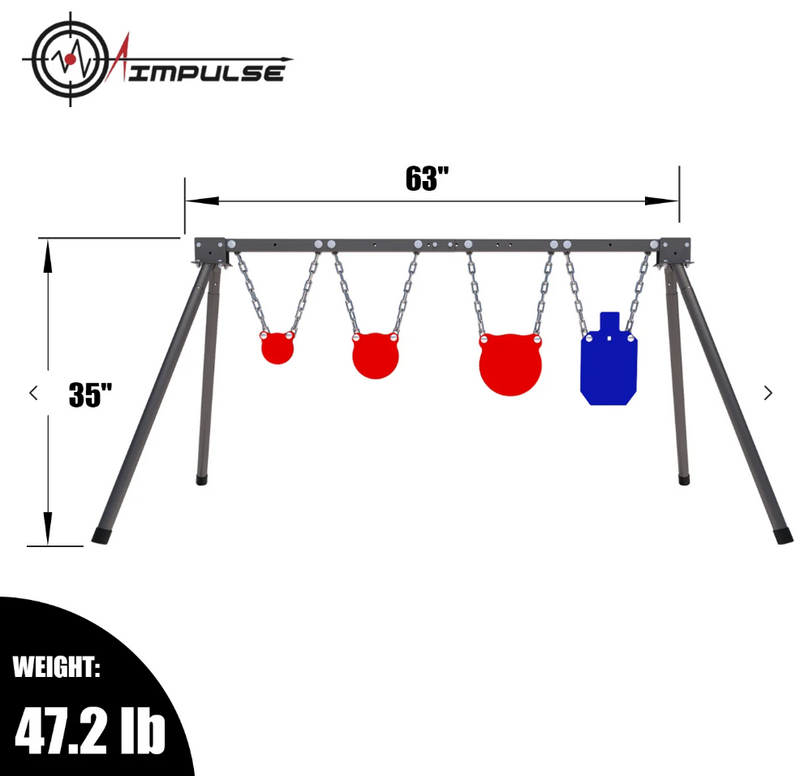 AIMPULSE Training Target System – Complete Set with Stand, Chains & 4 AR500 Steel Targets