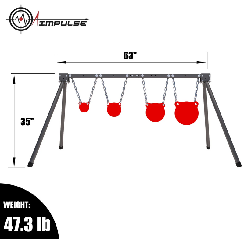 AIMPULSE Training Target System – Complete Set with Stand, Chains & 4 AR500 Steel Gong Targets