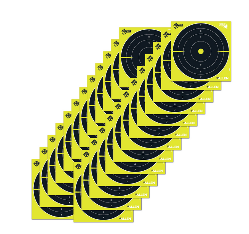EZ-Aim Splash Reactive 8" Bullseye Hanging Paper 8" x 8" Black/Yellow White 25 Per Pkg