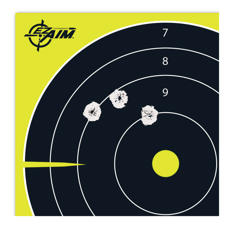 EZ-Aim Splash Reactive 8" Bullseye Hanging Paper 8" x 8" Black/Yellow White 25 Per Pkg
