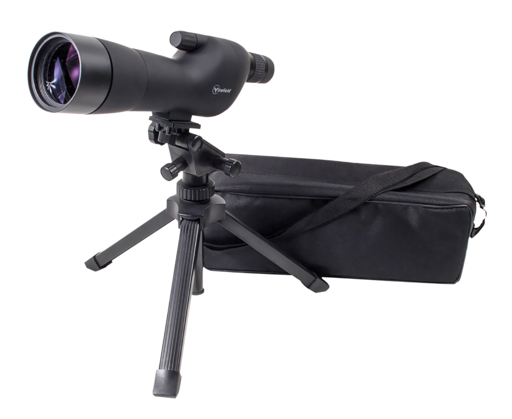 Firefield FF11018K Spotting Scope Kit 20-60x 60mm Black Rubber Armor Angled Body BaK-4 Roof Prism & Straight Eye Piece