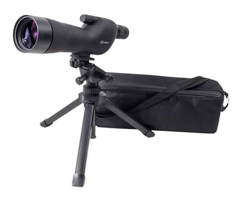 Firefield FF11018K Spotting Scope Kit 20-60x 60mm Black Rubber Armor Angled Body BaK-4 Roof Prism & Straight Eye Piece