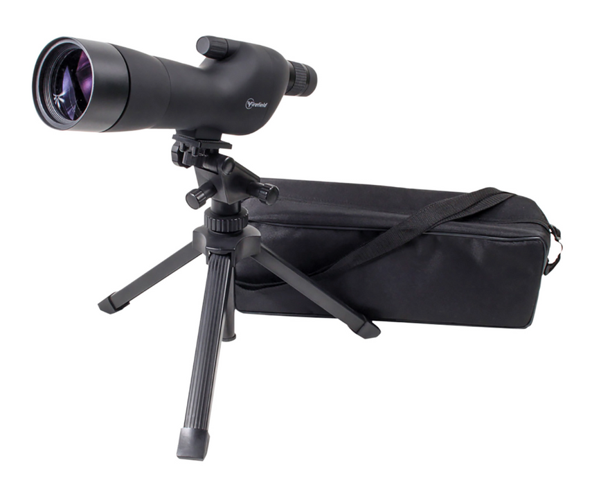 Firefield FF11018K Spotting Scope Kit 20-60x 60mm Black Rubber Armor Angled Body BaK-4 Roof Prism & Straight Eye Piece