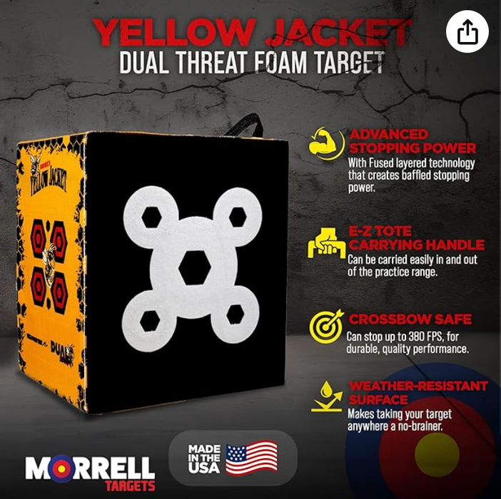 Morrell Targets Yellow Jacket 380 FPS Dual Threat Weather Resistant Crossbow Cube (2 Pack)